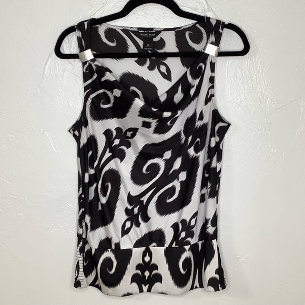 WHBM crowl neck metal straps waist band sleeveless blouse size Medium